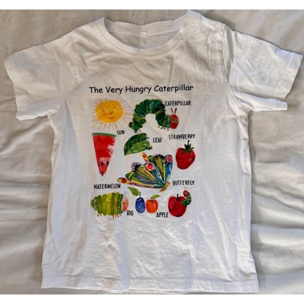 The Very Hungry Caterpillar Kids White Graphic T-Shirt Eric Carle Size 7Y